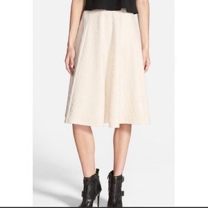 J.O.A. Nordstrom Ivory Textured A-Line Midi Skirt Size L NWT